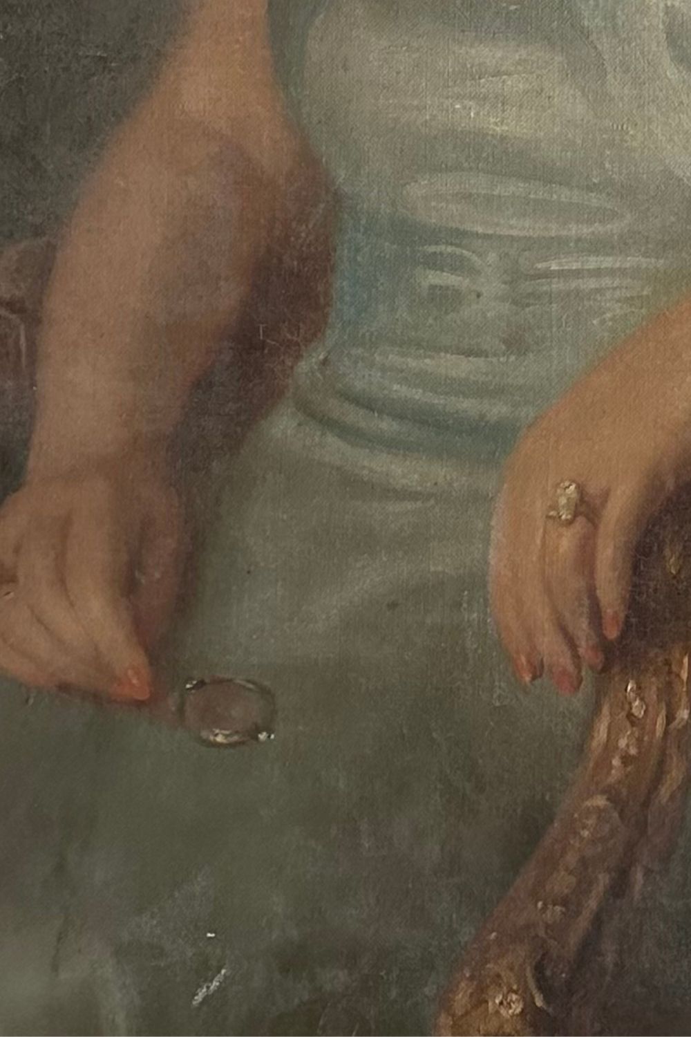 Détail tableau avant nettoyage, collection privée